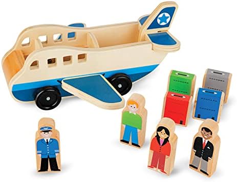 Melissa & Doug Wooden Airplane Play Set with 4 Play Figures and 4 Suitcases by Unknown