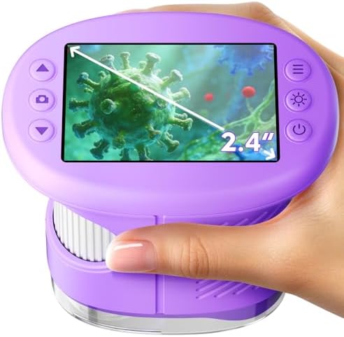 Odatay 2.4" 4K 1000X Digital Kids Microscope with 32G Card 12 Slides Purple by Odatay