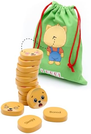 Bimi Boo Emotion Stacking Blocks for Toddlers - Montessori Social-Emotional Learning Toy Set (Set of 14 Wooden Stones) by BimiBoo