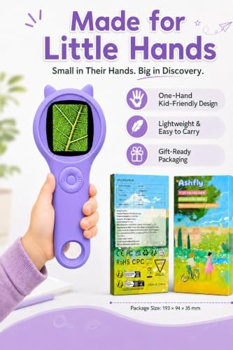 Ashfly Kids Microscope, 500X Digital Magnifying Glass, STEM Toy, Purple - Image 3