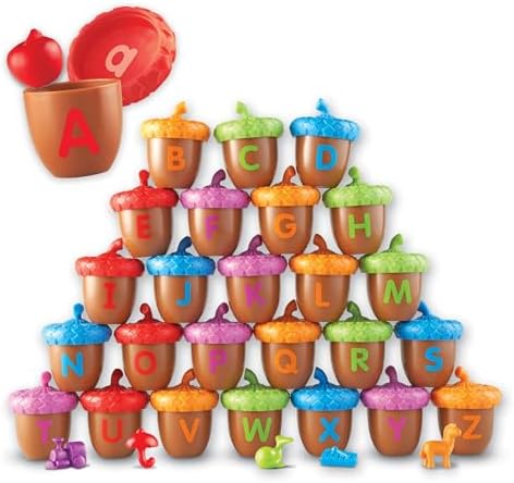Learning Resources Alphabet Acorns Activity Set - ABC Puzzle, Preschool Learning Activities, Speech Therapy Materials, Manipulatives for Preschoolers, Fine Motor Skills by LearningResources