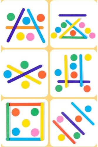 Montessori Wooden Rainbow Stick Pattern Blocks Matching Game - Image 6