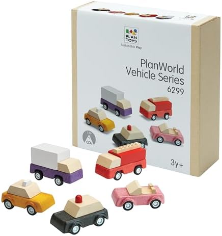 PlanToys® Vehicle Set Wooden Montessori Kids Indoor Outdoor Play Toy Fun by PlanToys