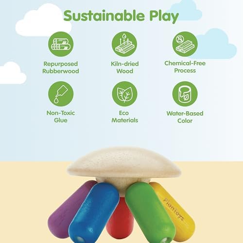 PlanToys® Flexi Jellyfish Wooden Sensory Tactile Montessori Kids Grasping - Image 3