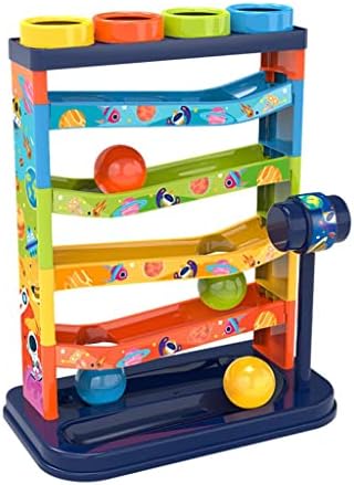 DuskHaven 4 Pieces Ball Ramps Toy Track Set with Hammer and Smooth Balls Promotes Manipulation Suitable for Kids Party Home Play by Unknown