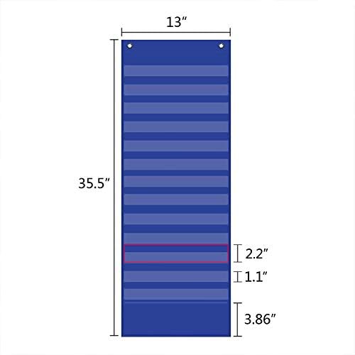 Scheduling Pocket Chart, 13+1 Pockert, Daily Class Schedule Pocket Chart with 18 Dry-Eraser Cards, Ideal for Classroom Office School Home Used, Over-door Mount (Blue) - Image 6