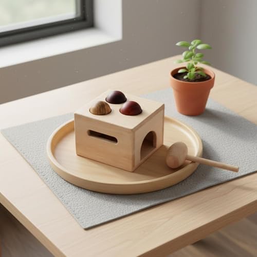 Amagogo Children Percussion Game Wooden Ball Hammer Toy Pound and Drop Box Learning Playset Hand Eye Coordination Toy Solid Wood Unpainted Build for Smooth Feel Suitable for Preschool Home playroom - Image 3