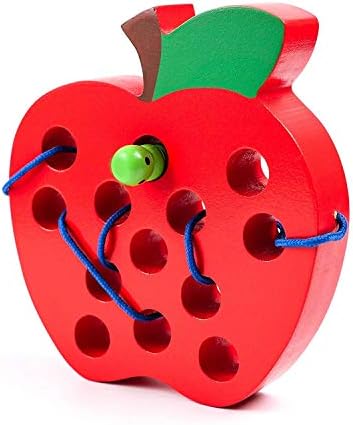 JCREN Wooden Lacing Apple Threading Toys Wood Apple Block Puzzle Travel Game Toys Early Learning Fine Motor Skills Montessori Educational for Baby Toddlers Kids 3 4 5 Years Old - Image 6