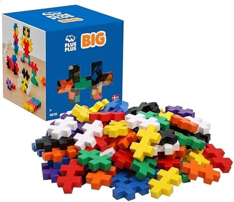 PLUS PLUS Big 100 Piece, Basic Color Mix - Large Blocks for Toddlers by Plus-Plus