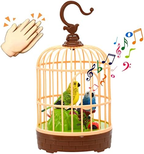 HWD Voice-Activated Mini Birdcage Toy Birds - Chirping & Wings Fluttering by HWD