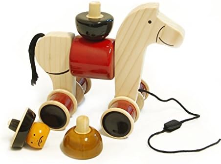 Maya Organic Handmade Wooden Stacker & Pull Toy Rodeo with Galloping Motion, Made Using Natural Colors for Toddlers 18 Months Old and up, Helps in Early Education and Development | HEE HAW - Image 5