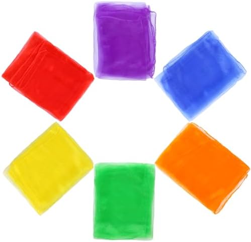 Midelong 6 Pcs Square Dance Scarves, 24 Inch Juggling Scarves for Magic Trick & Performance, 6 Colors - Image 2