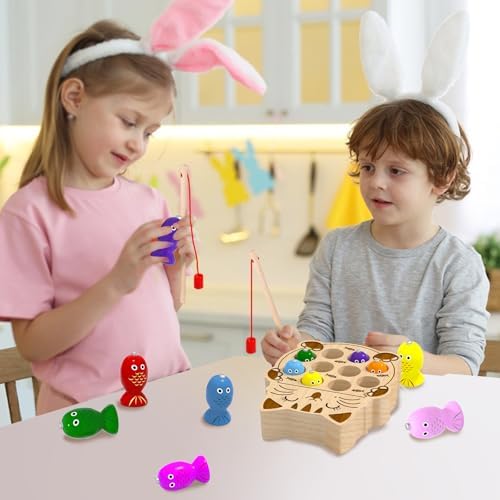 Wooden Magnetic Fishing Game for Toddlers 2-4, Montessori Sensory Busy Board Educational Learning Fine Motor Skills Toys for 2 3 4 Years Old Boys Girls - Image 5