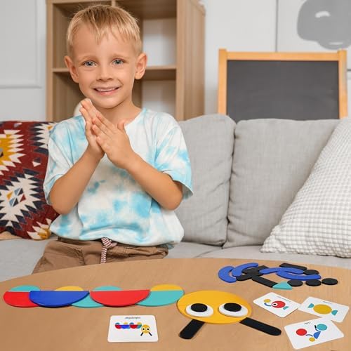 LiKee Wooden Shape Puzzle, 36 Blocks & 60 Cards, Montessori Toy for Kids 3+ - Image 5