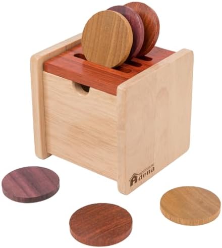 Adena Montessori Wooden Coin Box with Lid Object Permanence 6-12 Months by AdenaMontessori