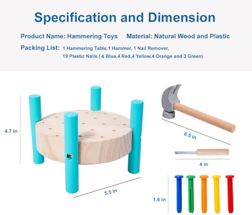 STEM Montessori Wooden Pounding Hammer Toy for Toddler Early Development - Image 5