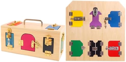 Montessori Lock and Key Toy, Wooden Latches Board Busy Board for Toddlers,2 piece Set by Unknown