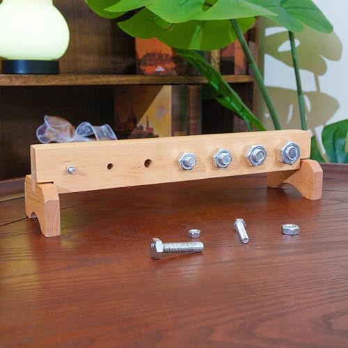 Premium Montessori Nuts and Bolts Set 12in– Beechwood, Practical Life Activity for Fine Motor Skills & Hand Strength, Toddler Screw Toy for Hand-Eye Coordination, Homeschool Classroom Kids Ages 3-6 by PENEPICO-SIMPLELIFE