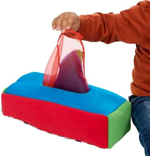 Excellerations Plush Pull & Play 12 inches L x 5-1/2 inches W x 3-1/2 inches H Tissue Box 12 Square Scarves for Children, Kids Educational Baby Toy, 9 Months and Up - Image 7