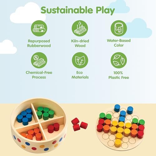 PlanToys® Pattern Peg Board Wooden Lacing Toy for Toddlers 12M+ Montessori - Image 3
