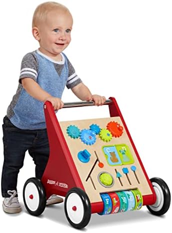 Radio Flyer Classic Push & Play, Toddler Walker with Activity Play, Ages 1-4, Red Walker Toy by RadioFlyer