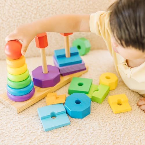 Melissa & Doug Geometric Stacker - Wooden Educational Toy,25 count(pack of 1) - Image 2