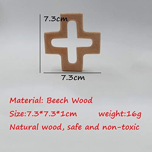 10pcs Organic Wood Cross Pure Natural Animal Shape Beech Wooden Handmade Grasping Pattern DIY Pacifier Chain Pendant - Image 2