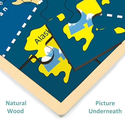 USA Map Wooden Puzzle for Kids Ages 3-5, 25 Piece - Image 3