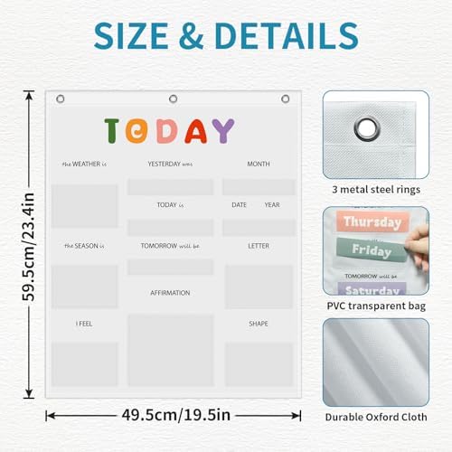 Daily Morning Board,Circle Time Calendar,Classroom Supplies, Interactive Learning Chart for Preschool & Kindergarten, Includes Weather, Feelings, and Affirmations Board - Image 2
