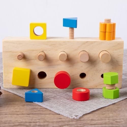 Children Nut Bolts Education Toys Montessori Color Shape Wooden Sensory Toy Kids Fine Motor Skill Screw Board Matching Cognition Game - Image 3