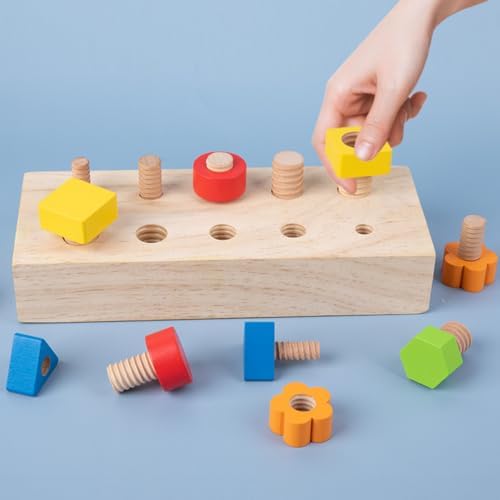 Children Nut Bolts Education Toys Montessori Color Shape Wooden Sensory Toy Kids Fine Motor Skill Screw Board Matching Cognition Game - Image 5