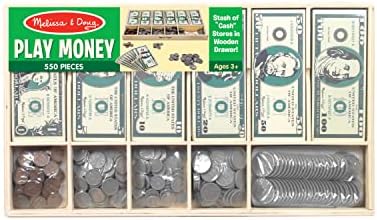 Melissa & Doug Play Money Set - Educational Toy with Paper Bills and Plastic Coins (50 of Each Denomination) and Wooden Cash Drawer for Storage - Image 3
