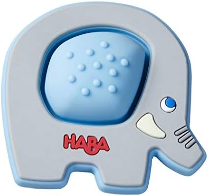 HABA Silicone Teethers for Babies 6-18 Months - Popping Elephant Fidget Toy Silicone Teether Ring and Grasping Toy for Safe Sensory Development - Dishwasher Safe Baby Essentials by HABA