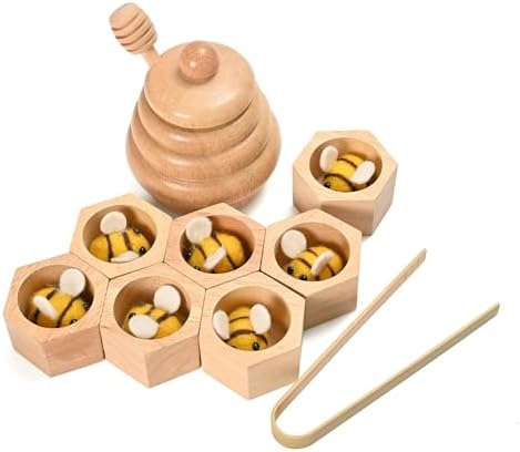 Sorting Stacking Wooden Toys for Toddlers, Wood Bee Hive - Image 6