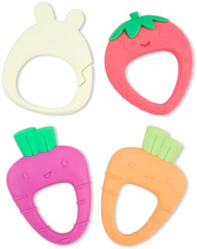Skip Hop Soft Silicone Baby Teething Ring Toys Farmstand Teethe & Play Toy Set of 4, BPA-Free, Age 3m+ by Unknown