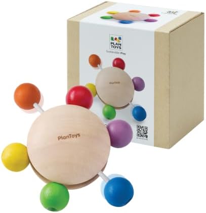 PlanToys® Wooden Pull & Grasp Baby Toy Montessori Sensory Kids Activity Set by PlanToys