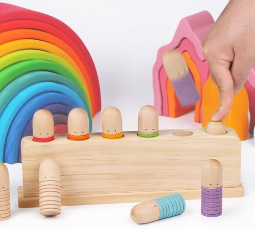 Wooden Pop Up Puppets|Wooden Cause and Effect Toys for Boys & Girls, Montessori Color Matching Toys,Special Festival Gift for Kids 2 3 4 - Image 3