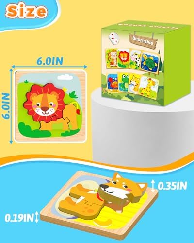 Benresive Wooden Toddler Puzzles, Montessori Toddler Toys for 1 2 Year Old - Image 6