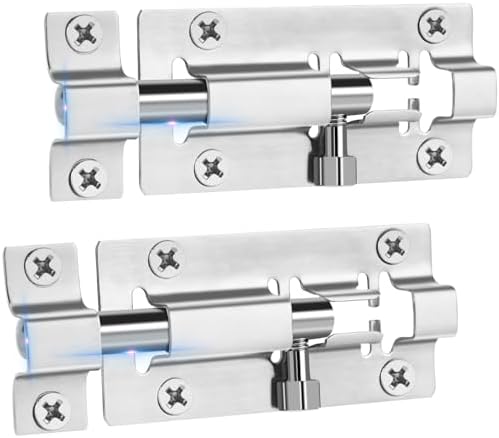 INBOF 2 Pack Barrel Bolt Latch, 3 in Slide Lock, Stainless Steel Door Latch by INBOF