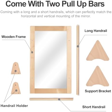 3-in-1 Baby Montessori Non-Shatter Sensory Mirror w/ 2 Pull Up Bars - Image 5