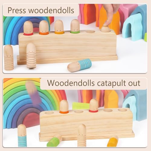 Wooden Pop Up Puppets|Wooden Cause and Effect Toys for Boys & Girls, Montessori Color Matching Toys,Special Festival Gift for Kids 2 3 4 - Image 4