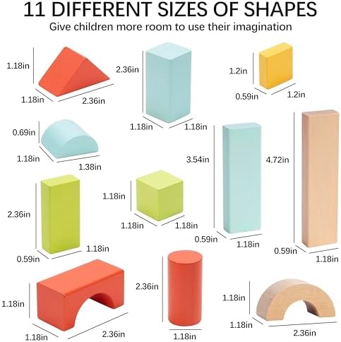 100 Pcs Building Blocks for Toddlers 1-3, Kids Wooden Blocks & Shape Sorter - Image 3