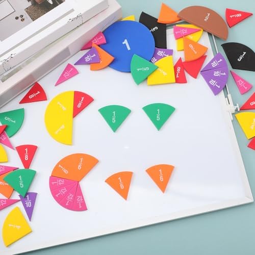 Sayglossy 15 Sets Fraction Circles Fraction Manipulatives for Preschool Elementary School Educational Math Learning Manipulatives for Teacher Bulk with Storage Box - Image 5