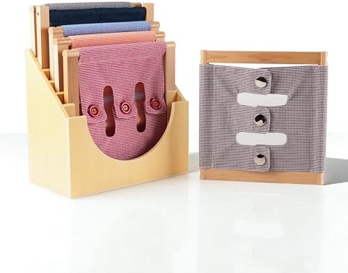 Montessori Dressing Frames Set with Stand- 6 Toddler-Friendly Practical Life Frames & Cabinet, Solid Beechwood Fine Motor Skills Toys for Kids Ages 3+, Preschool & Homeschool - Image 3