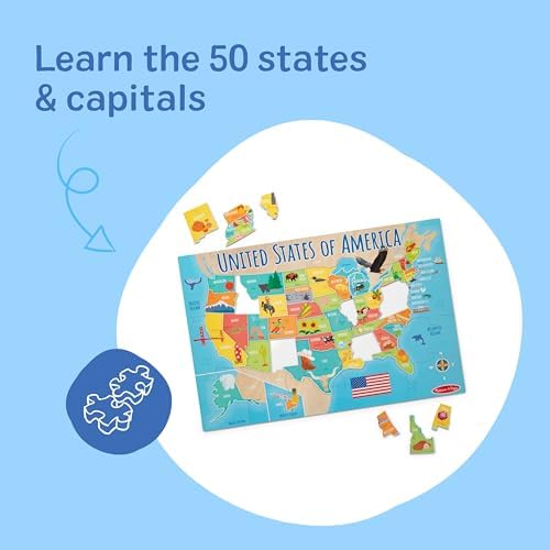 Melissa & Doug USA Map Jumbo Floor Puzzle 51-Piece Educational Toy - Image 4