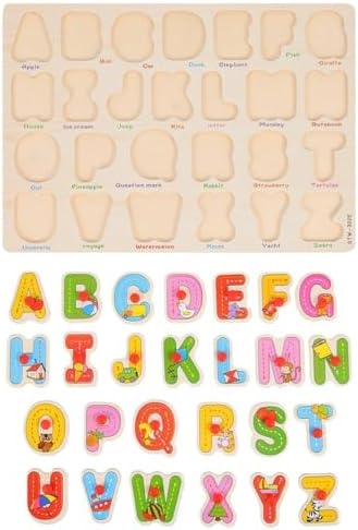 Alphabet Puzzle Wooden Puzzles for Toddlers 3+ Year Old, ABC Puzzle Shape Alphabet Learning Puzzles Toys with Puzzle Board & Letter Blocks, Preschool Education Kit for Girls and Boys - Image 3
