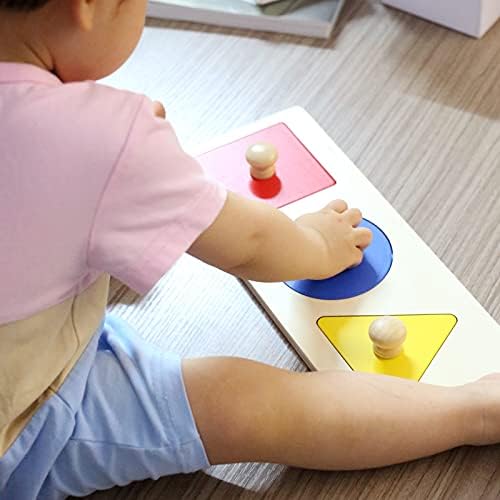 Montessori Multiple Shape Puzzle First Shapes Jumbo Knob Wooden Puzzle Geometric Shape Puzzle Toddler Preschool Learning Material Sensorial Toy for Toddler Shape & Color Sorter (3 Pieces) - Image 5