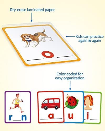Coogam CVC Sight Words Flashcards, Short Vowel Spelling Game, Preschool Kids Learning Sight Words Supplies, Montessori Educational Writing Reading Toy Gift for 3 4 5 Years Old - Image 6