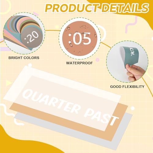 Boho Rainbow Clock Numbers Bulletin Board Kits, Telling Time Teaching Clock for Kids Labels, Learning to Tell Time Cutouts for Elementary Math Classroom Must Haves (Boho) - Image 3