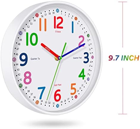 Kids Wall Clock: Telling Time Teaching Wall Clocks Silent Non-Ticking Clocks Battery Operated, Rustic Farmhouse Modern Clock Decorative for Kitchen Living Room Bedroom (10 Inch) - Image 5